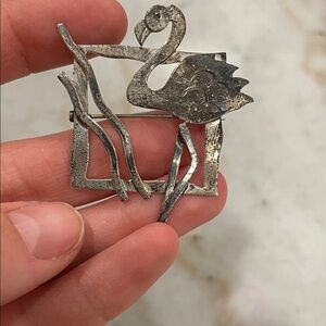 Mexico 925 Silver Flamingo Brooch